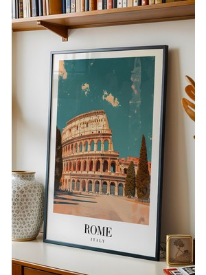 E2 Nova Rome Italy Vintage Seyahat Posteri Çerçeveli Tablo - Premium Kolezyum Elit Duvar Dekoru