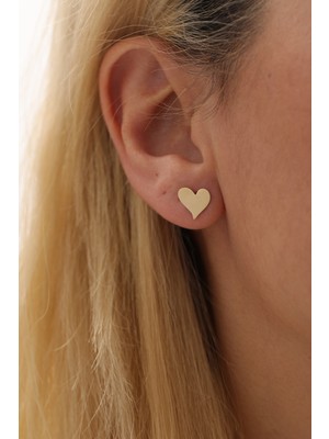 Yavuz Kuyumculuk 14 Ayar Altın Kalp Top Küpe