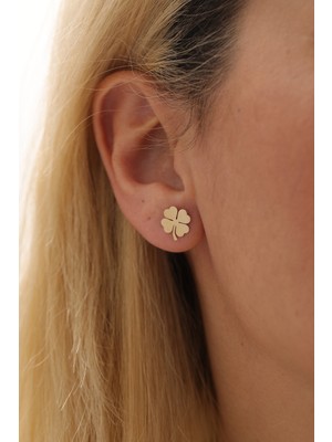 Yavuz Kuyumculuk 14 Ayar Altın Yonca Top Küpe