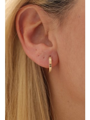 Yavuz Kuyumculuk 14 Ayar Altın Desenli Halka Küpe