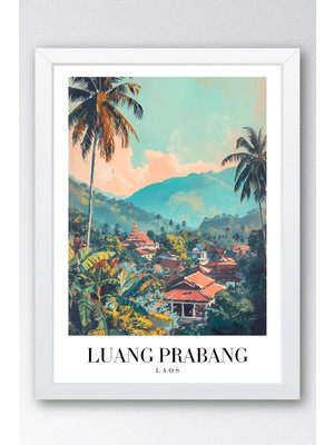 E2 Nova Luang Prabang Laos Vintage Seyahat Posteri Çerçeveli Tablo - Premium Egzotik Doğa Duvar Dekoru