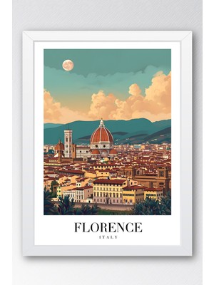 E2 Nova Florence Italy Vintage Seyahat Posteri Çerçeveli Tablo - Premium Floransa Elit Duvar Dekoru