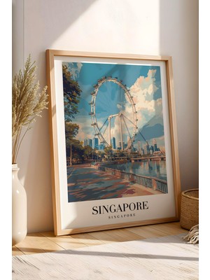 E2 Nova Singapore Vintage Seyahat Posteri Çerçeveli Tablo - Premium Singapore Flyer Elit Duvar Dekoru