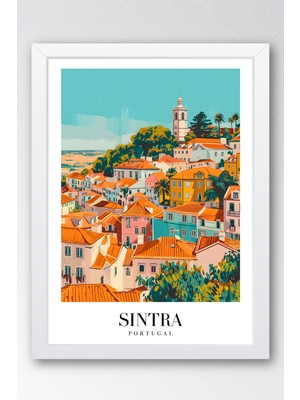 E2 Nova Sintra Portugal Vintage Seyahat Posteri Çerçeveli Tablo - Premium Portekiz Masalsı Duvar Dekoru