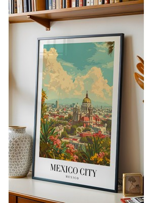 Mexico City Mexico Vintage Seyahat Posteri Çerçeveli Tablo - Premium Latin Amerika Elit Duvar Dekoru