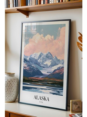 E2 Nova Alaska Usa Vintage Seyahat Posteri Çerçeveli Tablo - Premium Doğa Manzaralı Elit Duvar Dekoru