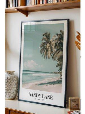 E2 Nova Sandy Lane Barbados Vintage Seyahat Posteri Çerçeveli Tablo - Premium Tropikal Sahil Elit Dekor