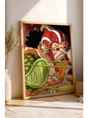 E2 Nova One Piece Usopp Nişancı Çerçeveli Tablo - Premium Genç Odası Anime Aksiyon Duvar Dekoru Poster