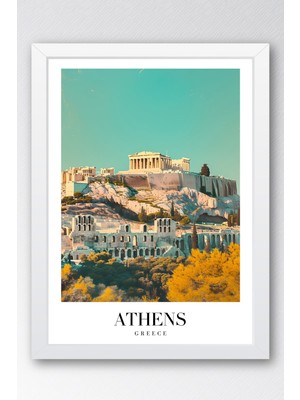 E2 Nova Athens Greece Vintage Seyahat Posteri Çerçeveli Tablo - Premium Antik Yunan Temalı Elit Duvar Dekoru