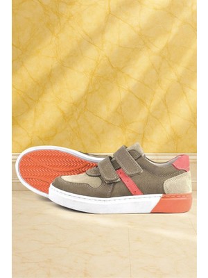 Rakerplus Hakiki Deri Kum Rengi Cırtlı Erkek Çocuk Sneaker