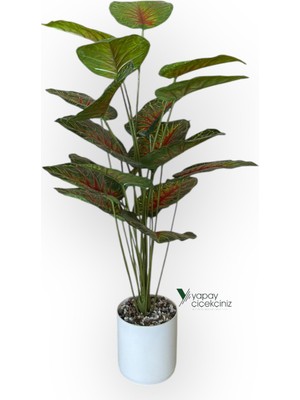 Yapay Çiçekçiniz Beyaz Saksıda 95 cm 18 Dallı Yapay Salon Çiçeği  Yoğun Yapraklı, Gerçekçi Dekor Bitkisi