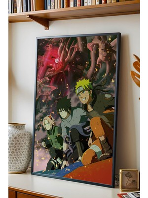 E2 Nova Naruto Takım 7 Büyük Savaş Çerçeveli Tablo - Lüks Anime Dev Kadro Modern Duvar Dekoru Poster
