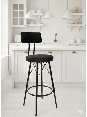 TheSandalyeShop Yeni Tasarım Mila Bar Sandalyesi 75 cm Babyface KUMAŞ.100 ile 115 cm Arası Ada&masalara Uyumlu.