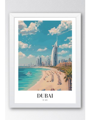 E2 Nova Dubai Uae Vintage Seyahat Posteri Çerçeveli Tablo - Premium Burj Al Arab Elit Duvar Dekoru