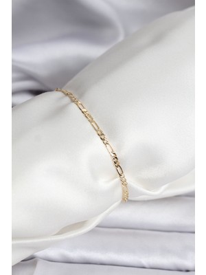 14K Gold Renk Kaplama Minimal Zincir Model cm Kadın Bileklik