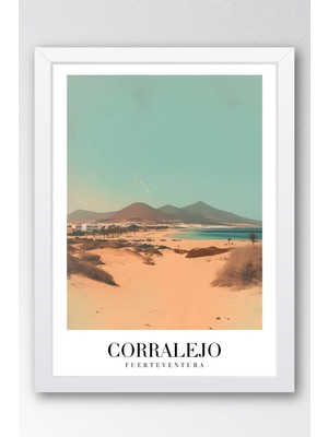 E2 Nova Corralejo Fuerteventura Spain Vintage Seyahat Posteri Çerçeveli Tablo - Premium Elit Duvar Dekoru