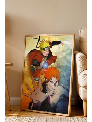 E2 Nova Naruto Vs Pain Çerçeveli Tablo - Lüks Anime Sanat Posteri Sage Mode Rasengan Modern Duvar Dekoru