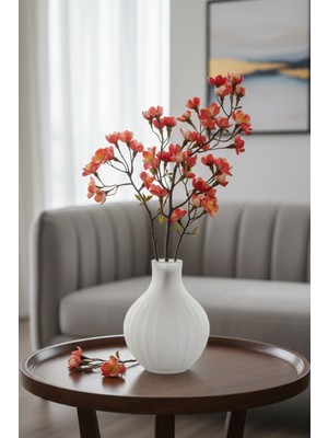 Jasper Yapay Islak Dokulu Nar Çiçeği Kırmızısı Bahar Dalı, 85 cm Dekoratif Çiçek