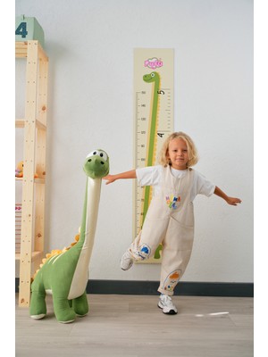 Pufu Toys Dinozor Peluş Yastık Oyuncak Yeşil (1 Metre)