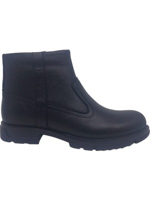 Zerhan Modesa 223 Erkek Siyah Hakiki Deri Fermuarlı Klasik Bot