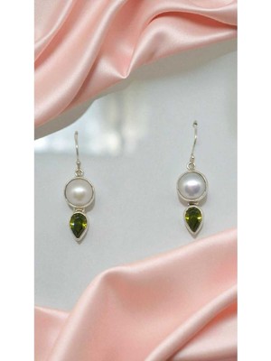 Lunel Silver El Işçiliği 925 Ayar Gümüş Zebercet ve Inci Taşlı Küpe