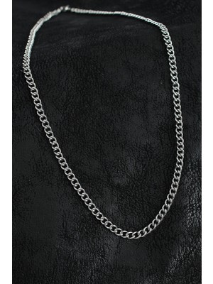 Hkursat 316L Çelik Klasik Oval Zincir Model Gümüş Renk Erkek Kolye