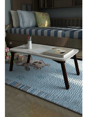 Beyaz Laptop Sehpa Çalışma Kahvaltı Masası