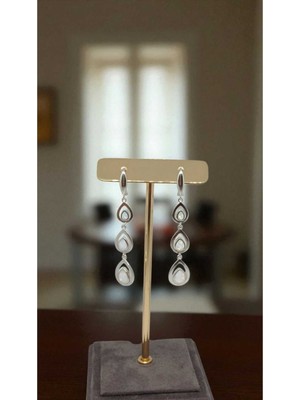 Lunel Silver Damla Şekilli Opal Taşlı 925 Ayar Gümüş Küpe