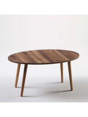 Orta Sehpa Ahşap Torna Ayak Elips Ceviz