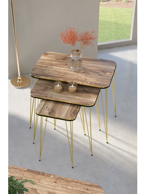 Zigon Sehpa Kr Çift Gold Ceviz Tel  1029