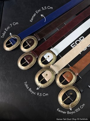 Fiori 7'li Oval Antik Tokalı Kadın Pantolon Kemeri, Ceket Kemeri, Gömlek Kemeri, Elbise Kemeri