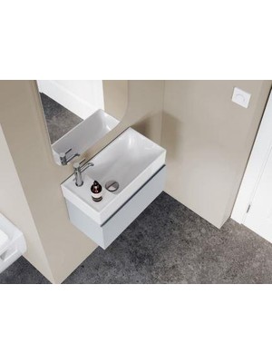 Turkuaz Seramik Turkuaz Sharp Etajer Uyumlu Lavabo 50*25 cm (Soldan Batarya Delikli)