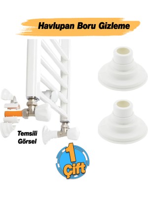 Badem10 Banyo Havlupan Borusu Kalorifer Petek Boru Gizleme Apratı Plastik Beyaz Saklama Aparatı (2 Adet)