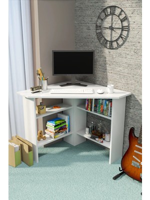 Köşe Çalışma Masası Beyaz