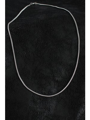 Hkursat 316L Çelik Örme Zincir Model Gümüş Renk Erkek Kolye