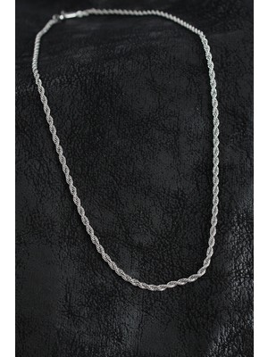 Hkursat 316L Çelik Burgu Zincir Model Gümüş Renk Erkek Kolye