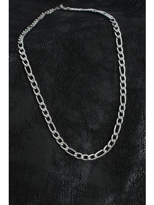 Hkursat 316L Çelik Kalın Figaro Zincir Model Gümüş Renk Erkek Kolye