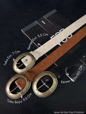 Fiori 3'lü Oval Antik Tokalı Kadın Pantolon Kemeri, Ceket Kemeri, Gömlek Kemeri, Elbise Kemeri