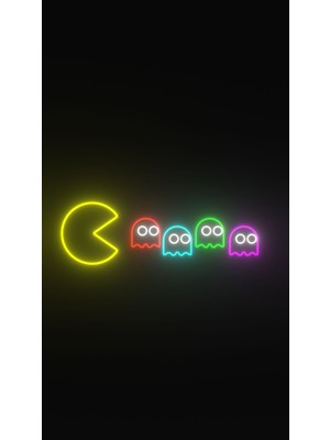 Disa Neon LED Duvar Dekoratif Aydınlatma -Pacman,gamer, 90X35CM-