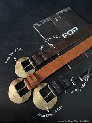 Fiori 3'lü Oval Tokalı Kadın Pantolon Kemeri, Ceket Kemeri, Elbise Kemeri, Gömlek Kemeri