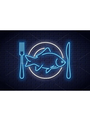 Disa Neon LED Duvar Dekoratif Aydınlatma -Balık,yemek,restoran, 60X45CM-