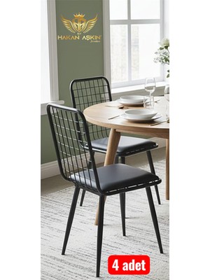 By Hakan Aşkın Borulu Lux 4x Adet Tel Sandalye Salon-Mutfak-Balkon-Çalışma Sandalyesi