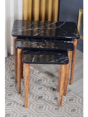 Zigon Sehpa Ahşap Torna Ayak Kare SIYAH-1002