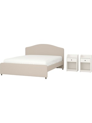 Hobiurun Yatak Odası Seti , Lofallet Bej-Beyaz, 160X200 Cm, 3'lü Set