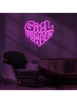 Disa Neon LED Duvar Dekoratif Aydınlatma -Girl Power, 50X50CM-