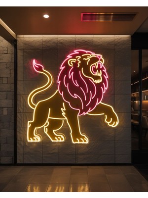 Disa Neon LED Duvar Dekoratif Aydınlatma -Aslan, 70X70CM-