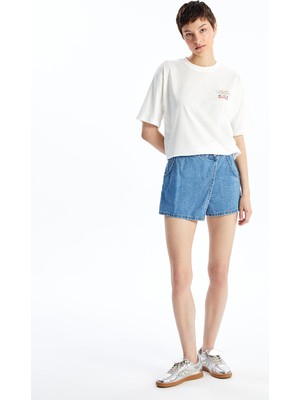 Lc Waikiki Yeni Sezon Kadın Standart Fit Düz Jean Şort Etek