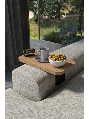 Yan Sehpa Ayarlanabilir Tepsi Dikdörtgen Dekoratif Modern Yatay Dikey Koltuk Sehpası Ceviz