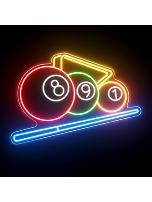 Disa Neon LED Duvar Dekoratif Aydınlatma -Bilardo, 90X50CM-