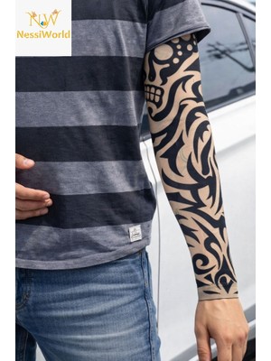 Ismiyl Giyilebilir Kol Dövmesi Çorap Dövme 3D Baskılı Kol Bacak Dövme 2 Adet Model 9 255669